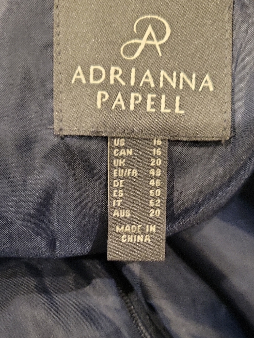 Adrianna Papell Sleeveless Navy Dress with Rose Gold Floral Jacquard - Picture 11 of 11